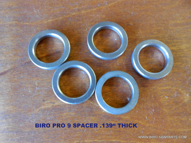 5 Stainless Steel .139" Spacers for Biro Pro 9. Replaces T3031