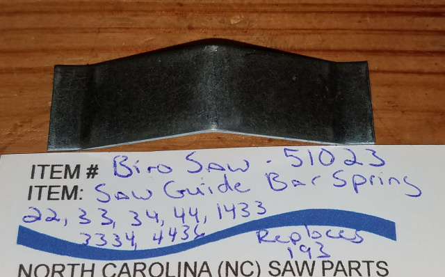 BIRO SAW PART 193 FOR MODEL'S 22-33-34-44-1433-3334-4436 SAW GUIDE BAR SPRING
