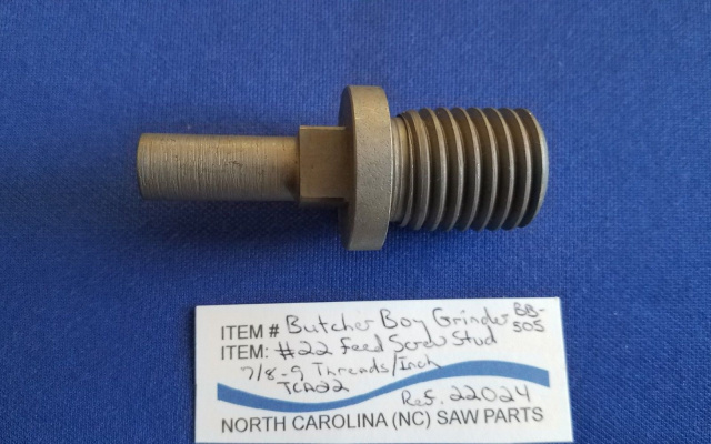 #22 Feed Screw Stud for Butcher Boy TCA22 Meat Grinder. Replaces 22024